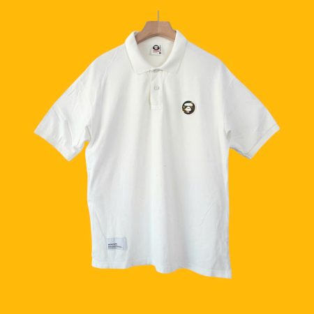 (L) Polo Bape Aape White/ Authentic