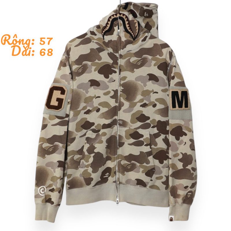 (fit L) Bape Camo Brown Shark Fullzip / Authentic