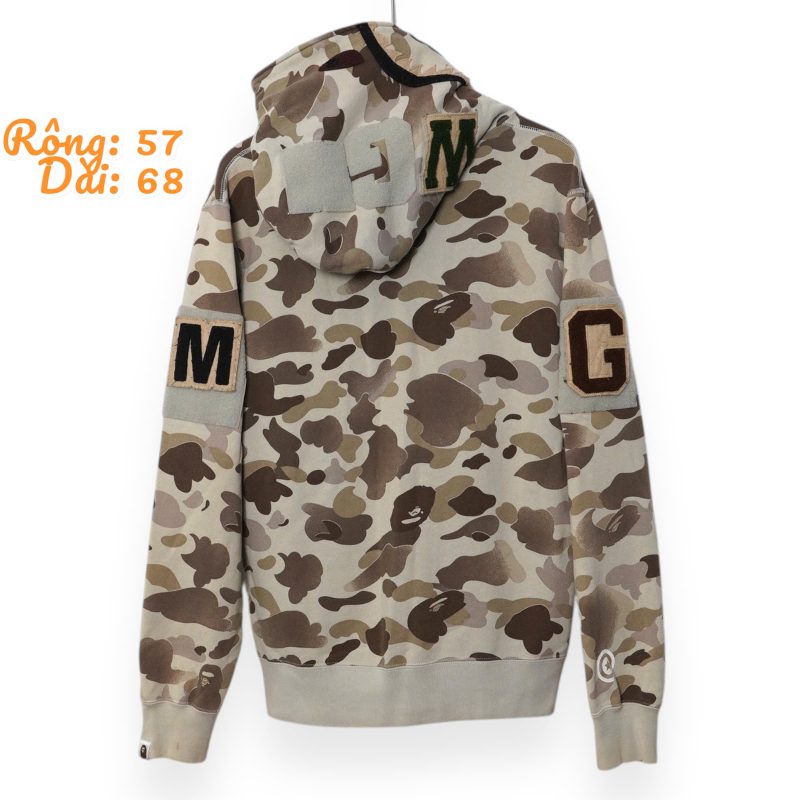 (fit L) Bape Camo Brown Shark Fullzip / Authentic - Hình ảnh 2