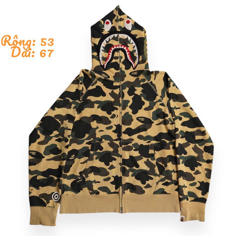 (fit L) Bape Camo Yellow Shark Fullzip / Authentic