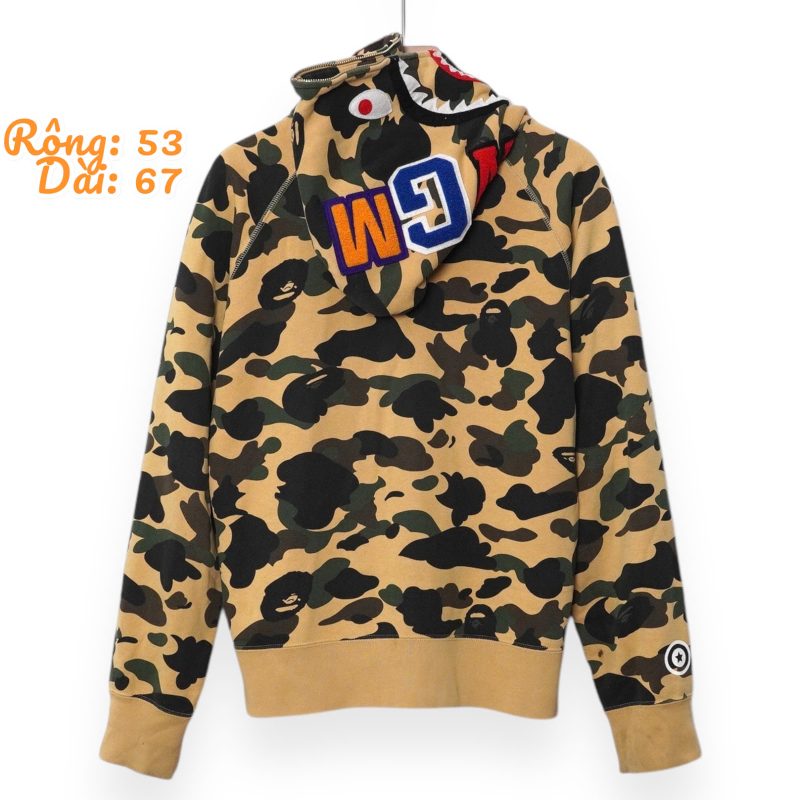 (fit L) Bape Camo Yellow Shark Fullzip / Authentic - Hình ảnh 11