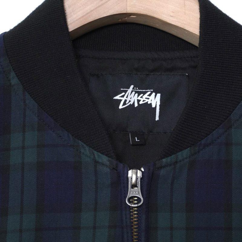 (L) Stussy Mixed Plaid Bomber / Authentic - Hình ảnh 3