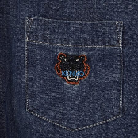 Kenzo Tiger Logo Washed Denim Shirt Vintager - Hình ảnh 3