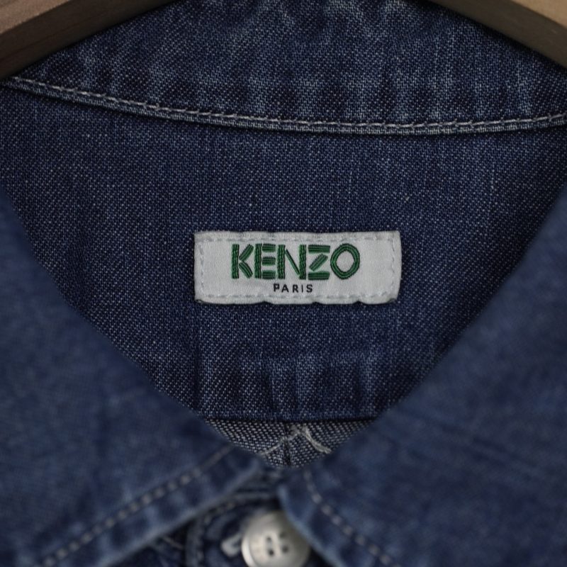 Kenzo Tiger Logo Washed Denim Shirt Vintager - Hình ảnh 5