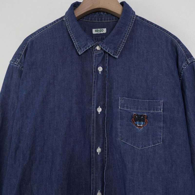 Kenzo Tiger Logo Washed Denim Shirt Vintager - Hình ảnh 2